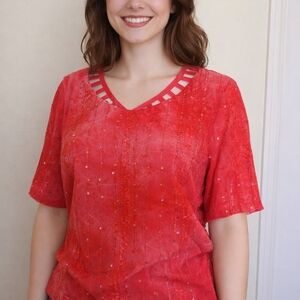 Sami & Jo Vibrant Red Short Sleeve Top